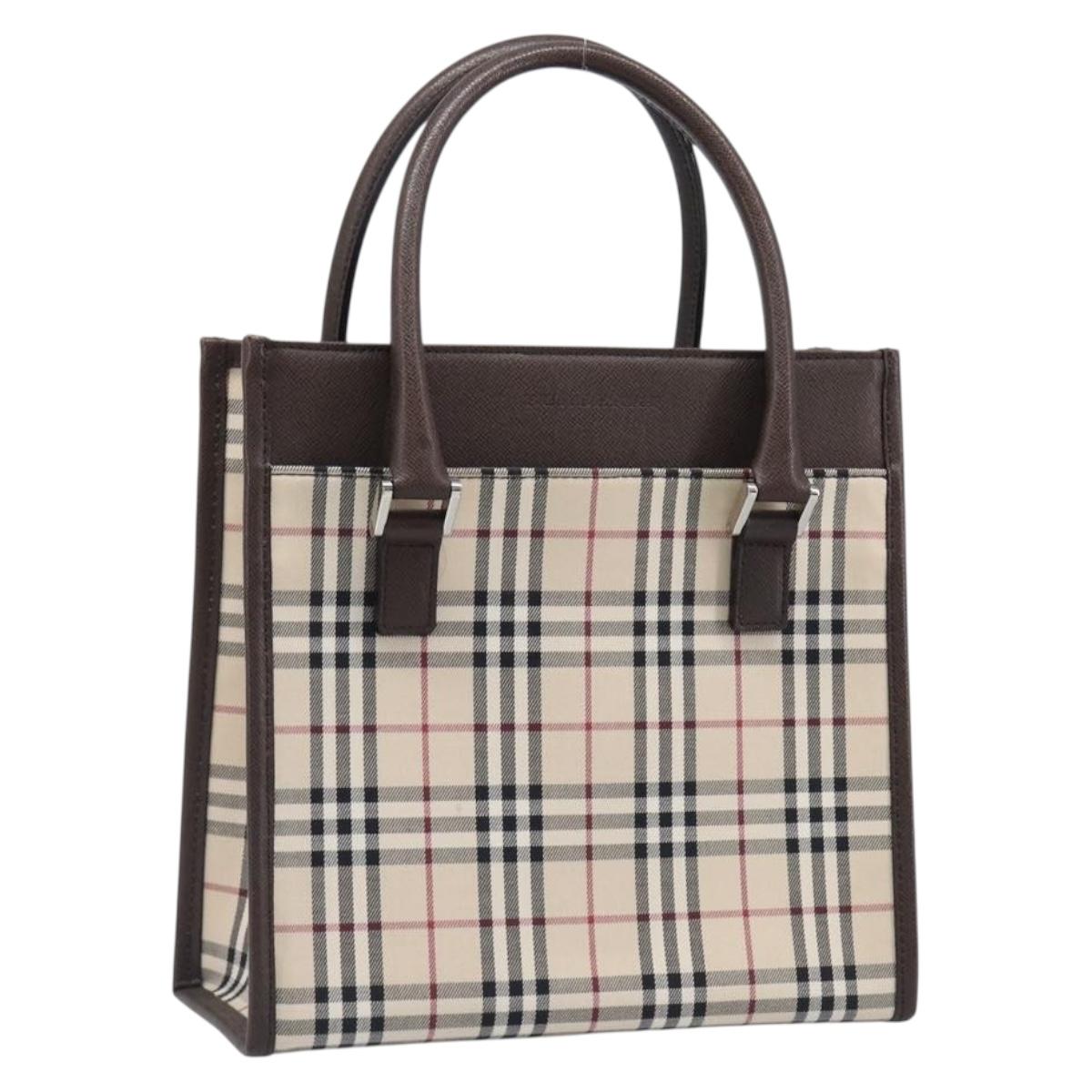 Burberry Nova Check Handbag Canvas Beige Silver (Grade A)