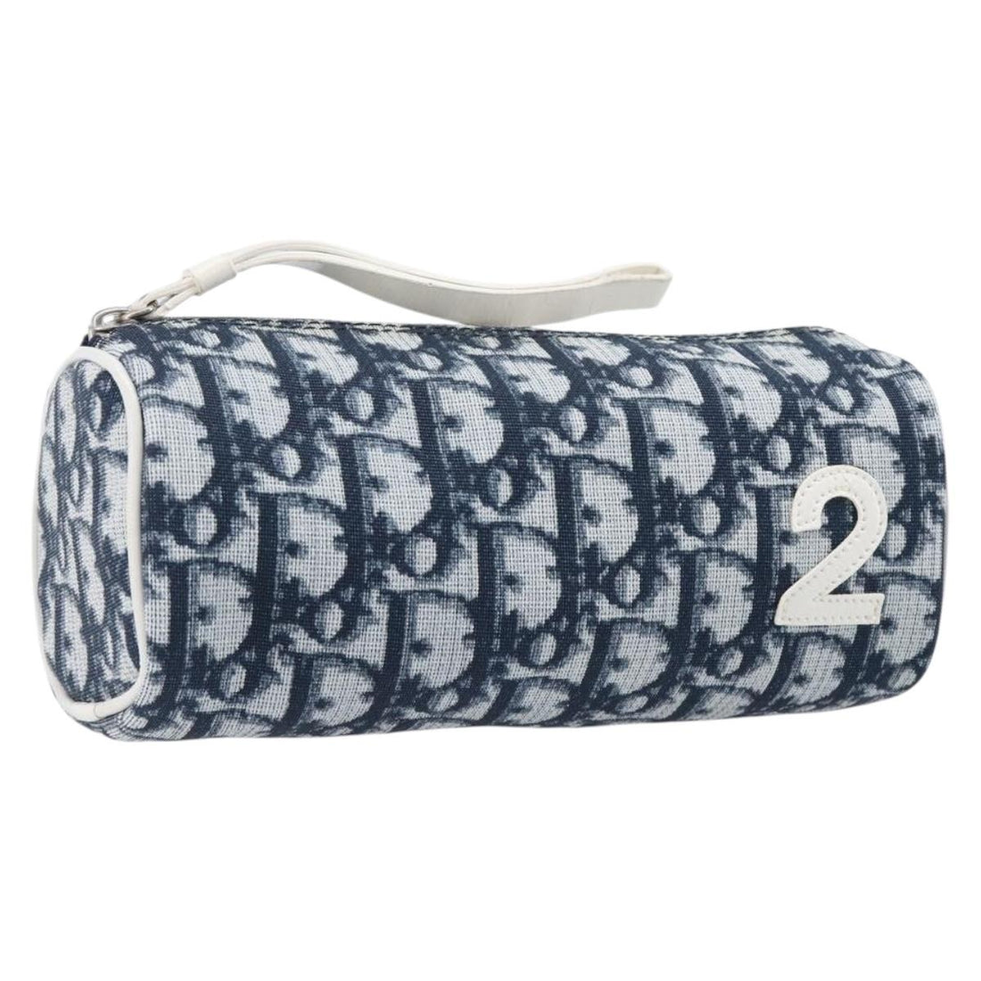 Christian Dior Trotter Pouch PVC Leather Navy Silver