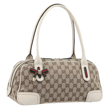 Gucci GG Canvas Princi Handbag Leather Beige Gold