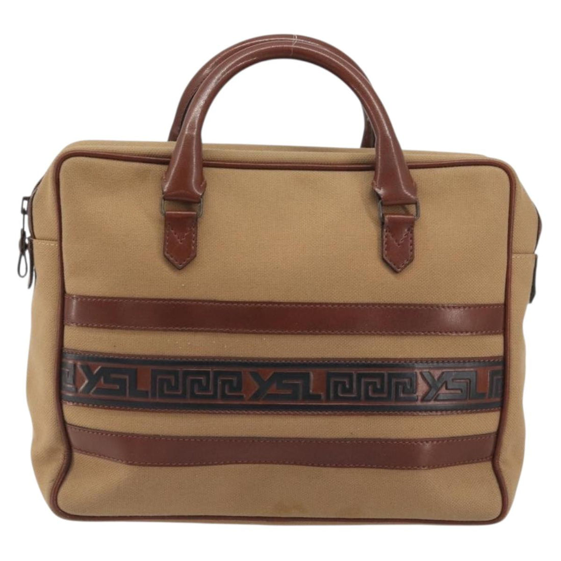 SAINT LAURENT Hand Bag Canvas Beige Auth BA14933
