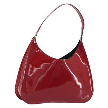GUCCI Shoulder Bag Patent leather Red Silver 001 3767 Auth 198691