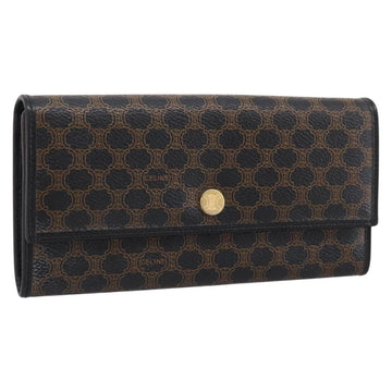 CELINE Macadam Canvas Long Wallet PVC Leather Gold Black Auth 198768V