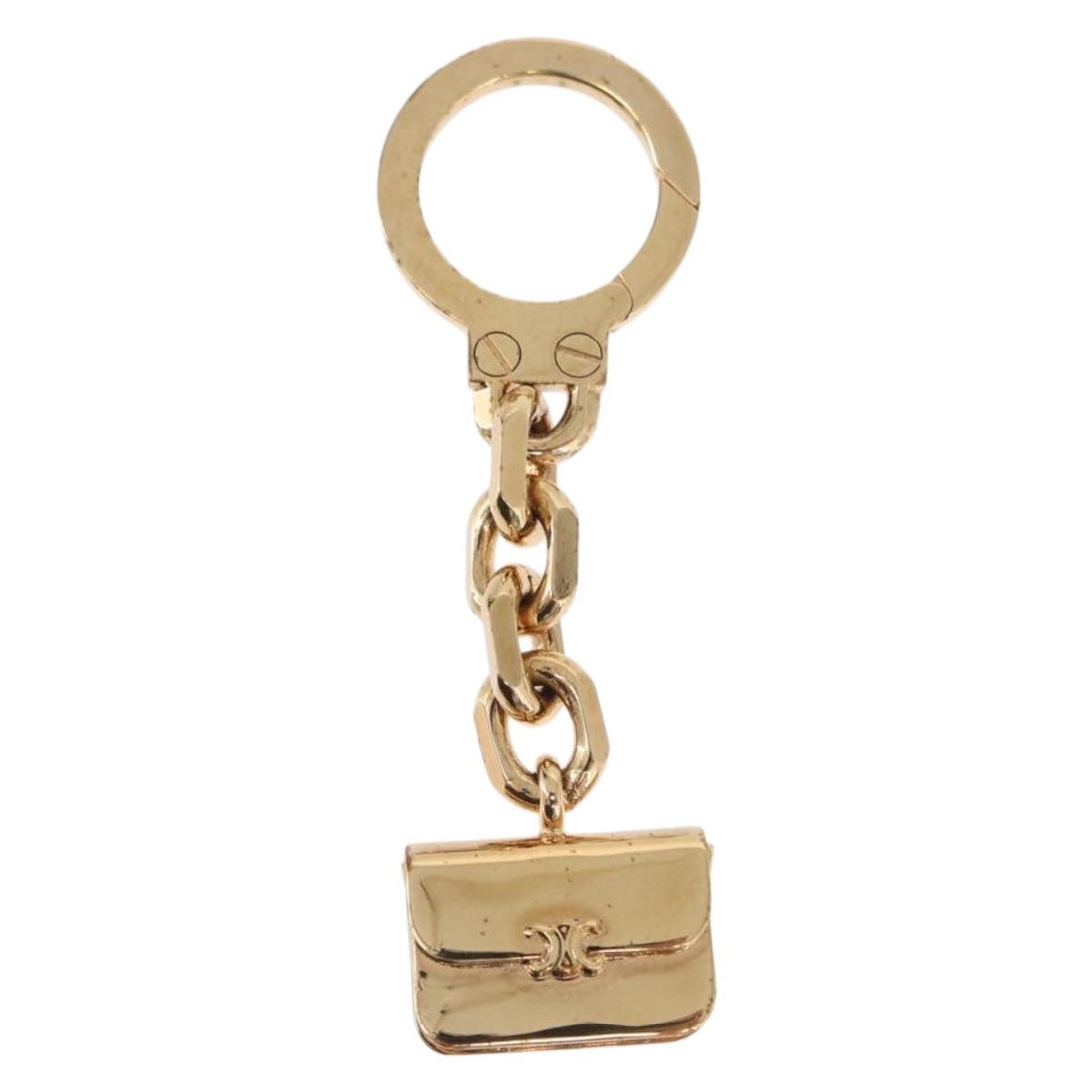 CELINE Triomphe Bag Charm metal Gold Auth BA15233V