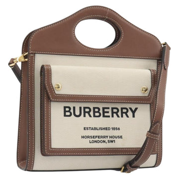 BURBERRY Shoulder Bag Canvas 2way Brown Gold Auth mr2830V