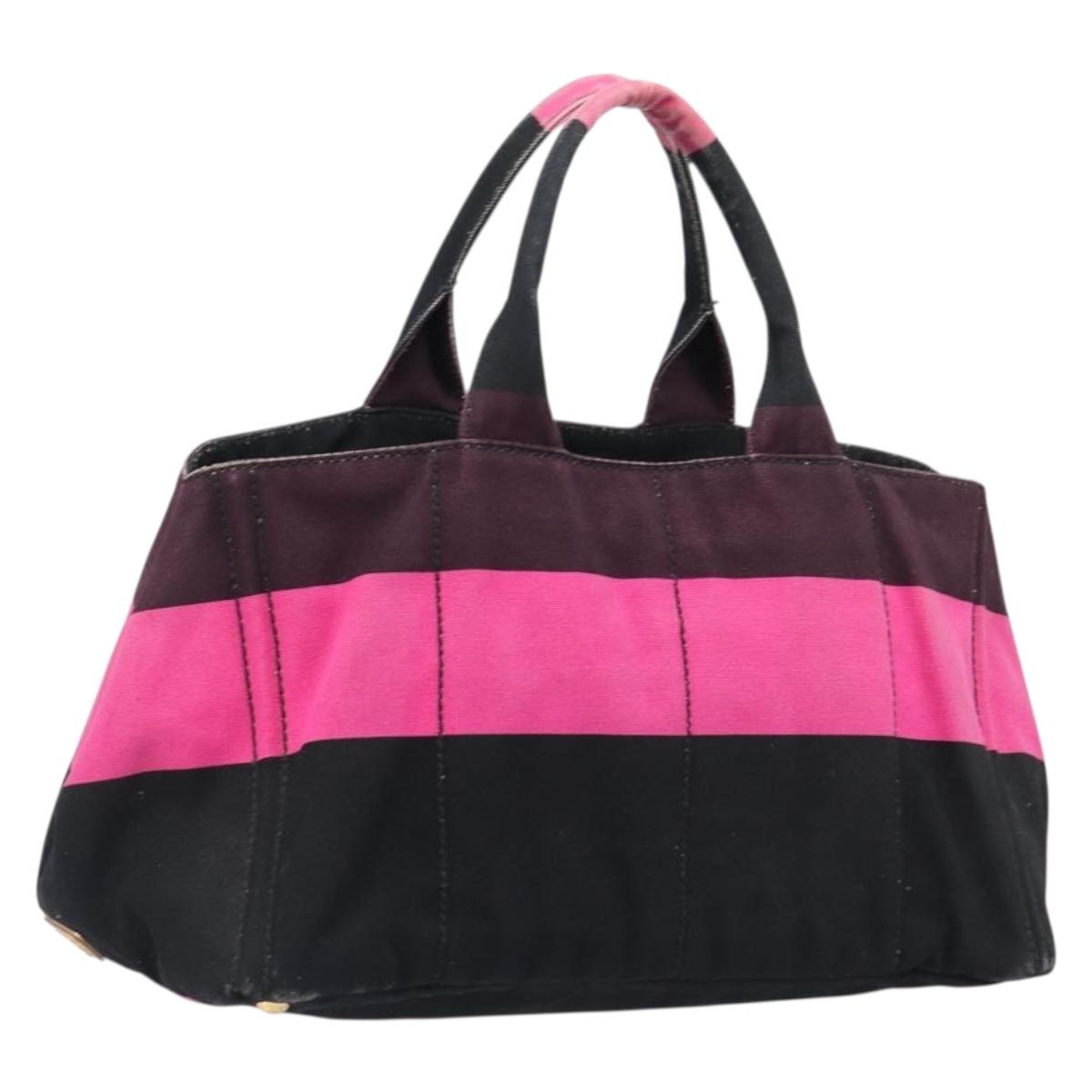 Prada Canapa GM Handbag Canvas Black Pink