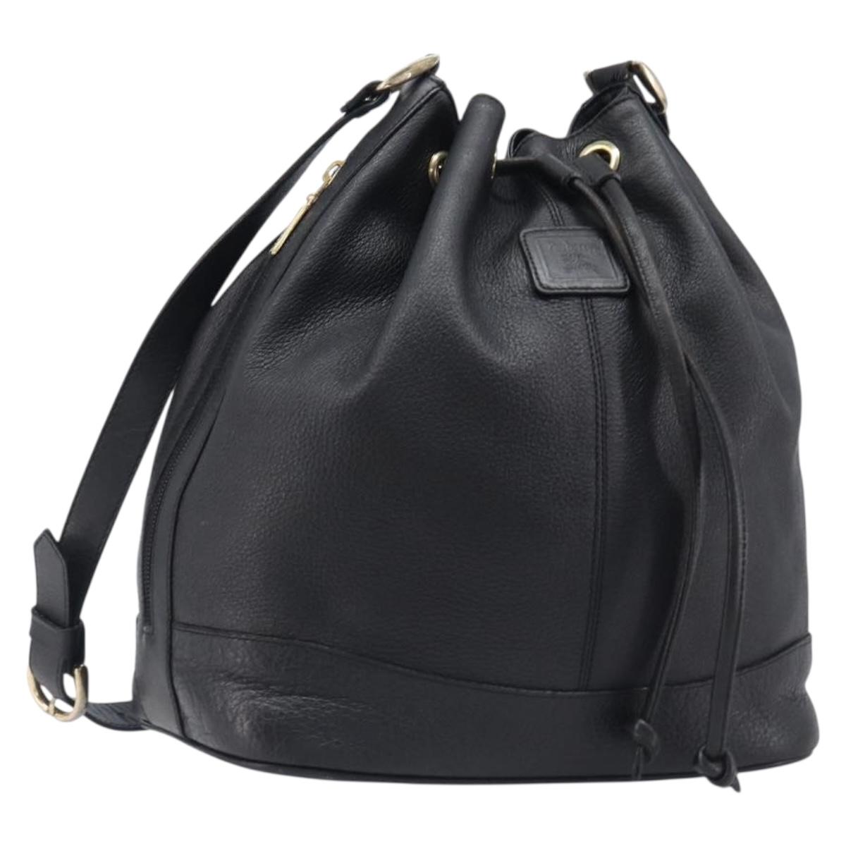Burberrys Shoulder Bag Leather Black Gold Tone