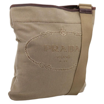 Prada Shoulder Bag Jacquard Beige Silver