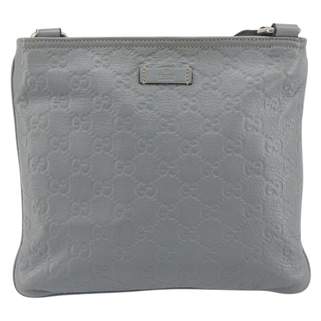 GUCCI Guccissima GG Canvas Shoulder Bag Leather Gray Gold 201538 Auth 198273A