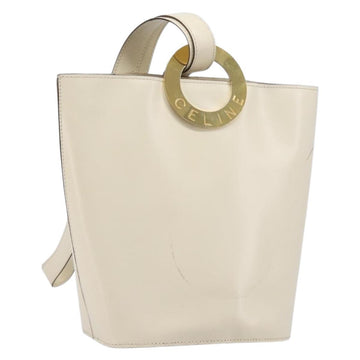 Celine Circle Shoulder Bag Leather White Gold