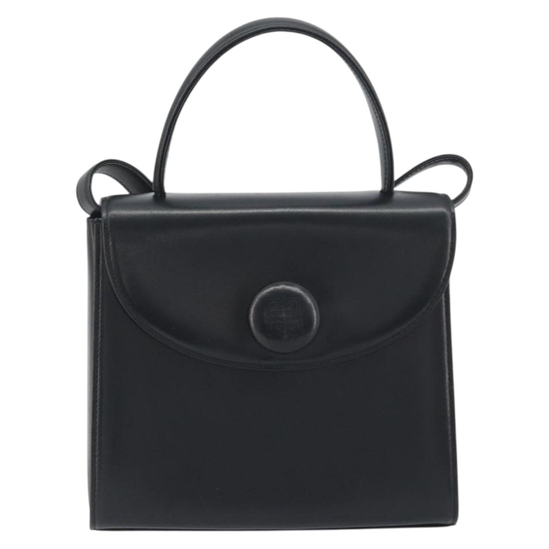 GIVENCHY Hand Bag Leather 2way Black Gold Auth 196688A