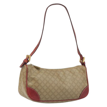 CELINE Macadam Canvas Accessory Pouch PVC Beige Gold Auth 196915