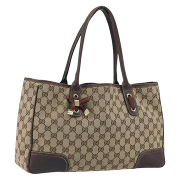 GUCCI GG Canvas Web Sherry Line Tote Bag Brown Gold 163805 Auth mr2841