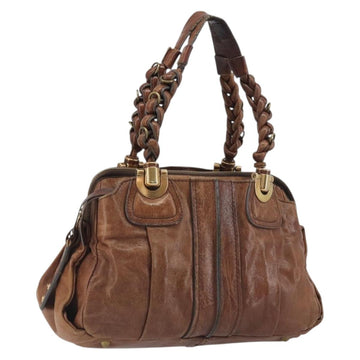 Chloe Hand Bag Leather Brown Gold Auth 198752