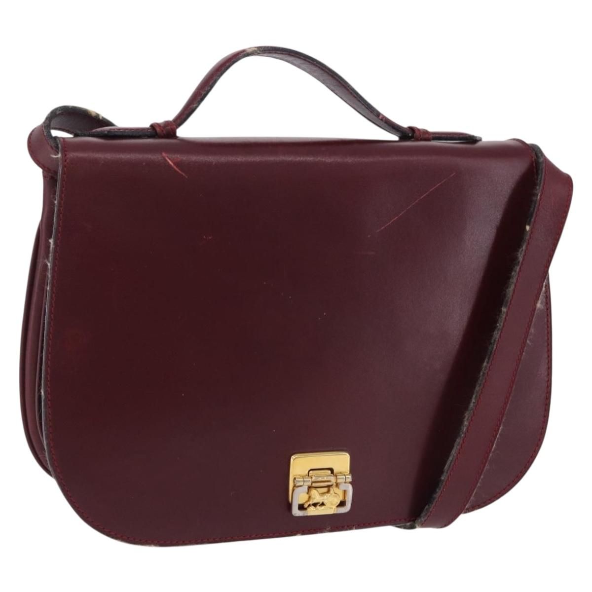 Celine Horse Carriage Shoulder Bag Leather 2way Bordeaux Gold