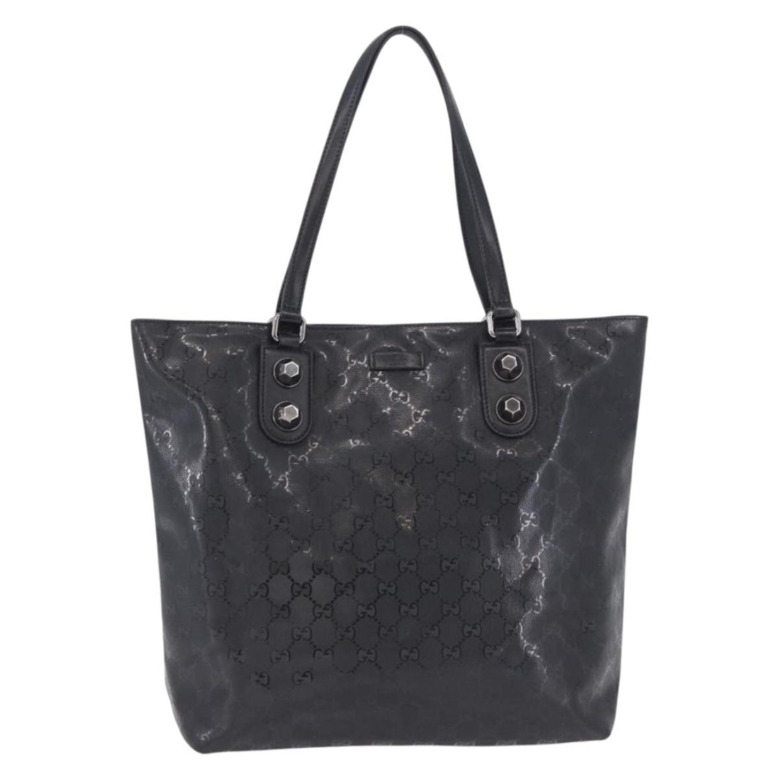 GUCCI GG Implementation Tote Bag PVC Black Silver 229848 Auth ka5714A