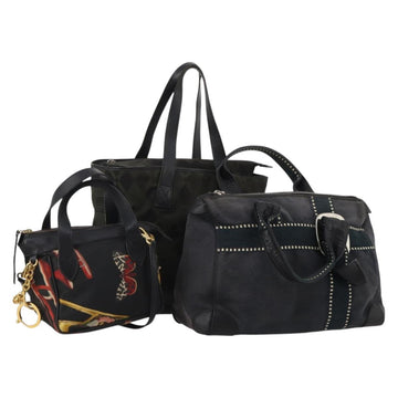 Salvatore Ferragamo Givenchy Hand Bag Canvas Nylon 3 Set Black Auth BA15068