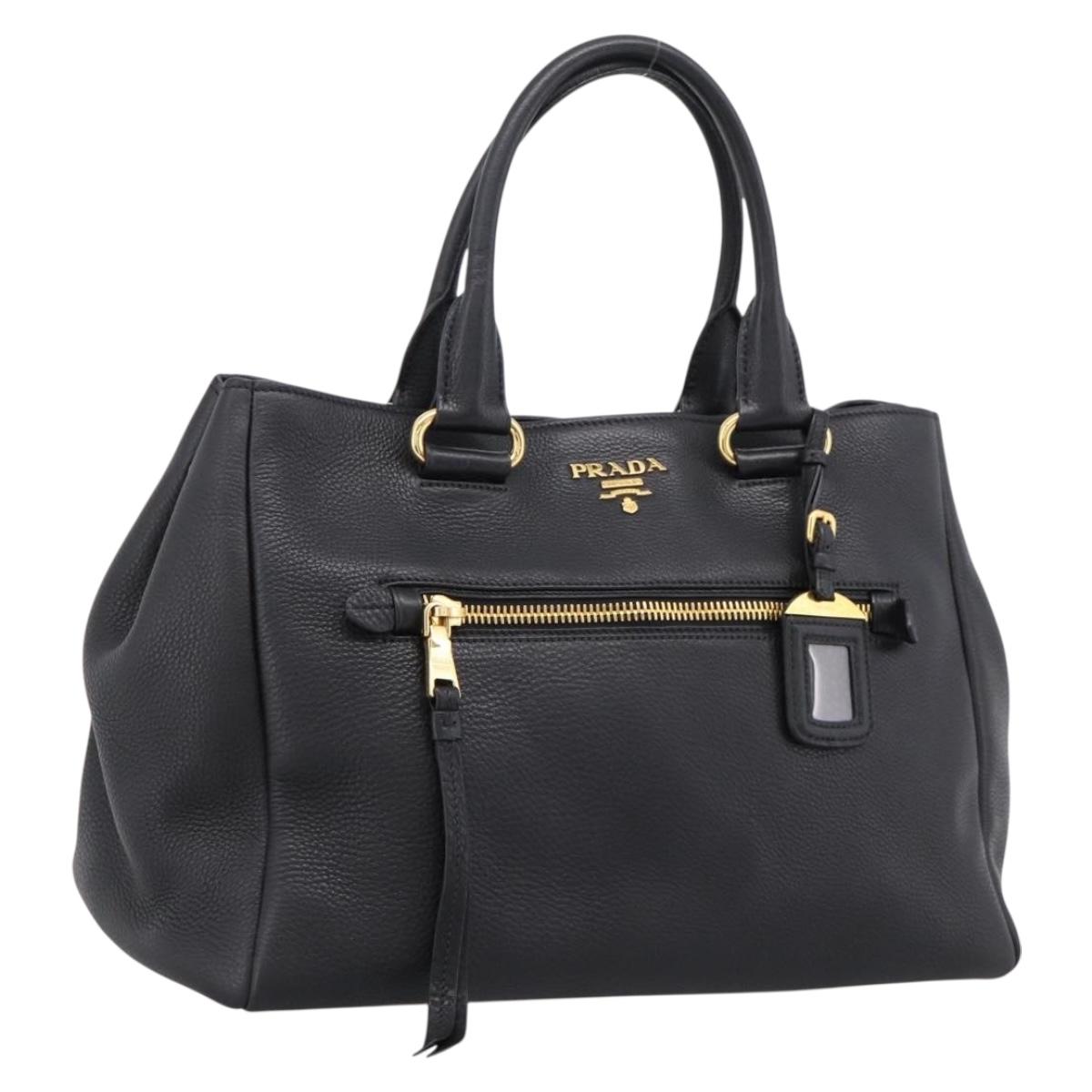 Prada Handbag Leather 2way Black Gold (Grade B)