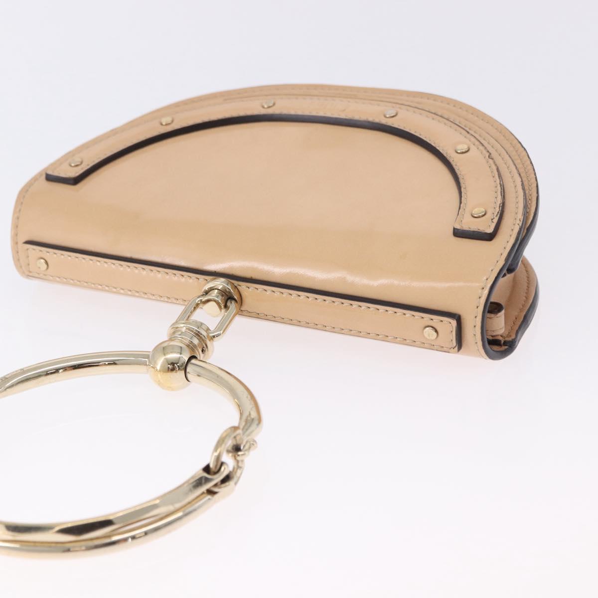 Chloe Nile Minaudire Hand Bag Patent Beige Gold Tone Auth 198468A