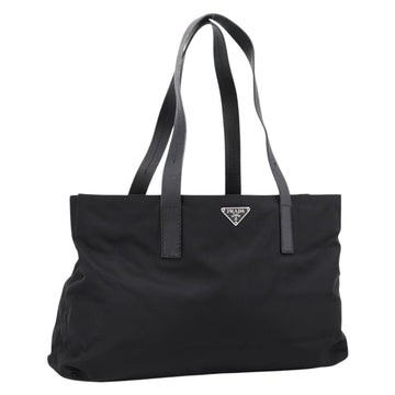 PRADA Pocono Tote Bag Nylon Black Silver Auth mr2839