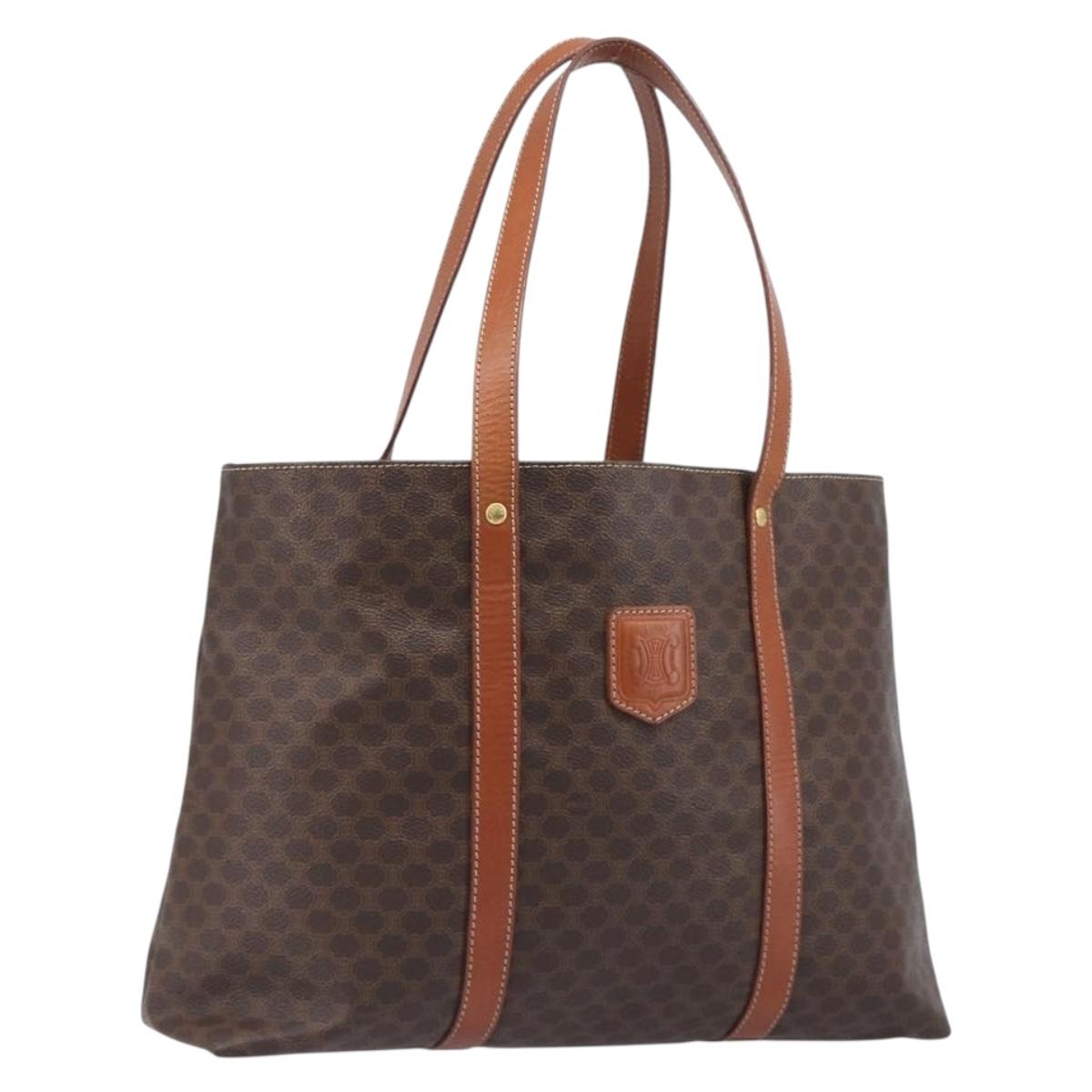 Celine Macadam Canvas Tote Bag PVC Leather Brown Gold (Grade C)