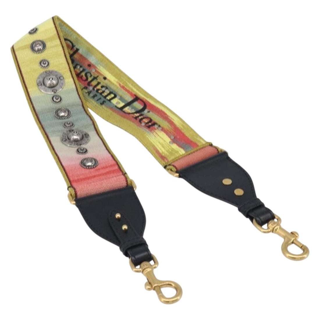 Christian Dior Shoulder Strap Canvas Multicolor Gold Tone
