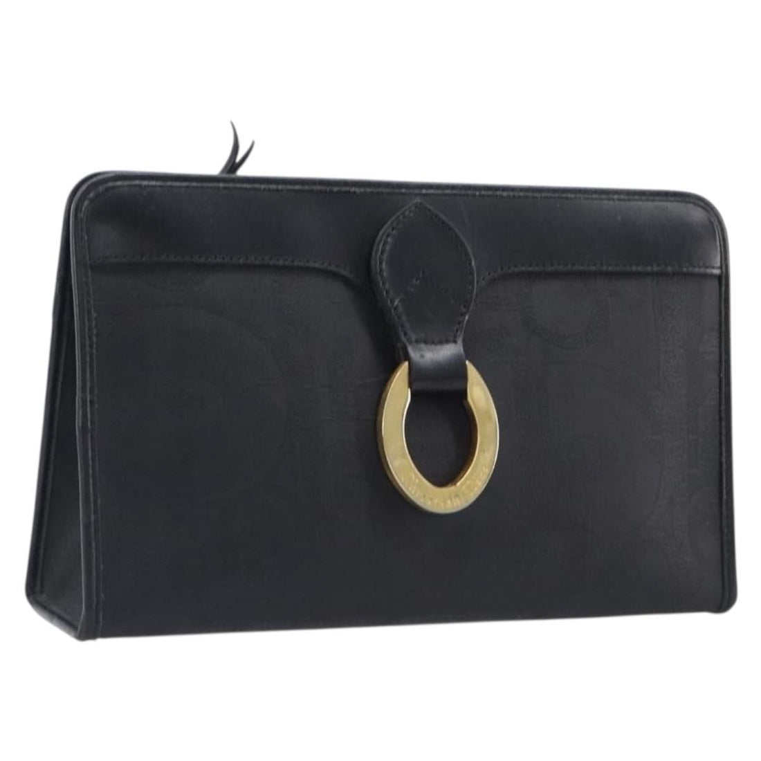 Christian Dior Trotter Canvas Clutch Bag PVC Black Gold