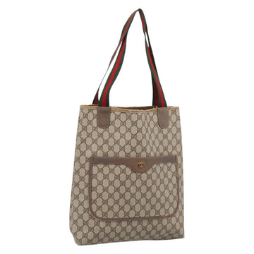 GUCCI GG Supreme Web Sherry Line Tote Bag PVC Beige Gold 39 02 003 Auth BA15137
