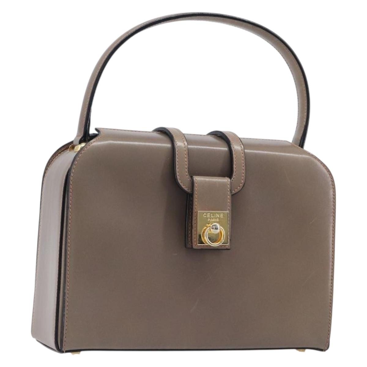 Celine Handbag Leather Beige Gold