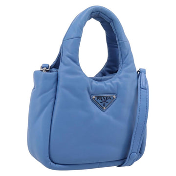 Prada Handbag Leather 2way Blue Silver