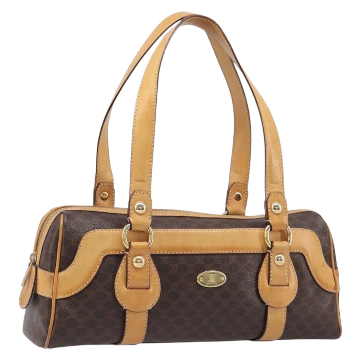 Celine Macadam Canvas Tote Bag PVC Leather Brown Gold (Grade BC)