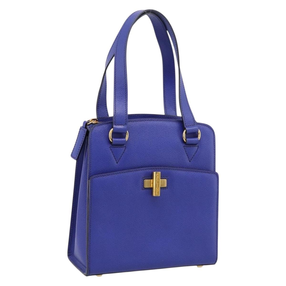 Celine Handbag Leather Blue Gold