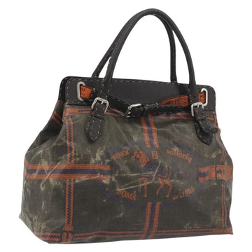 FENDI Celeria Hand Bag Canvas Brown Silver 8BN156 Auth BA14857