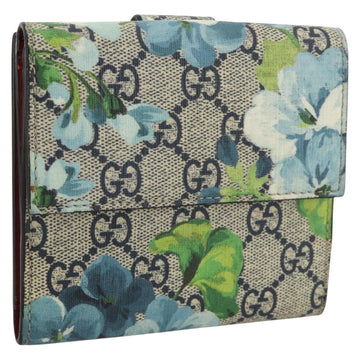 Gucci GG Blooms Bifold Wallet PVC Blue Gold Tone