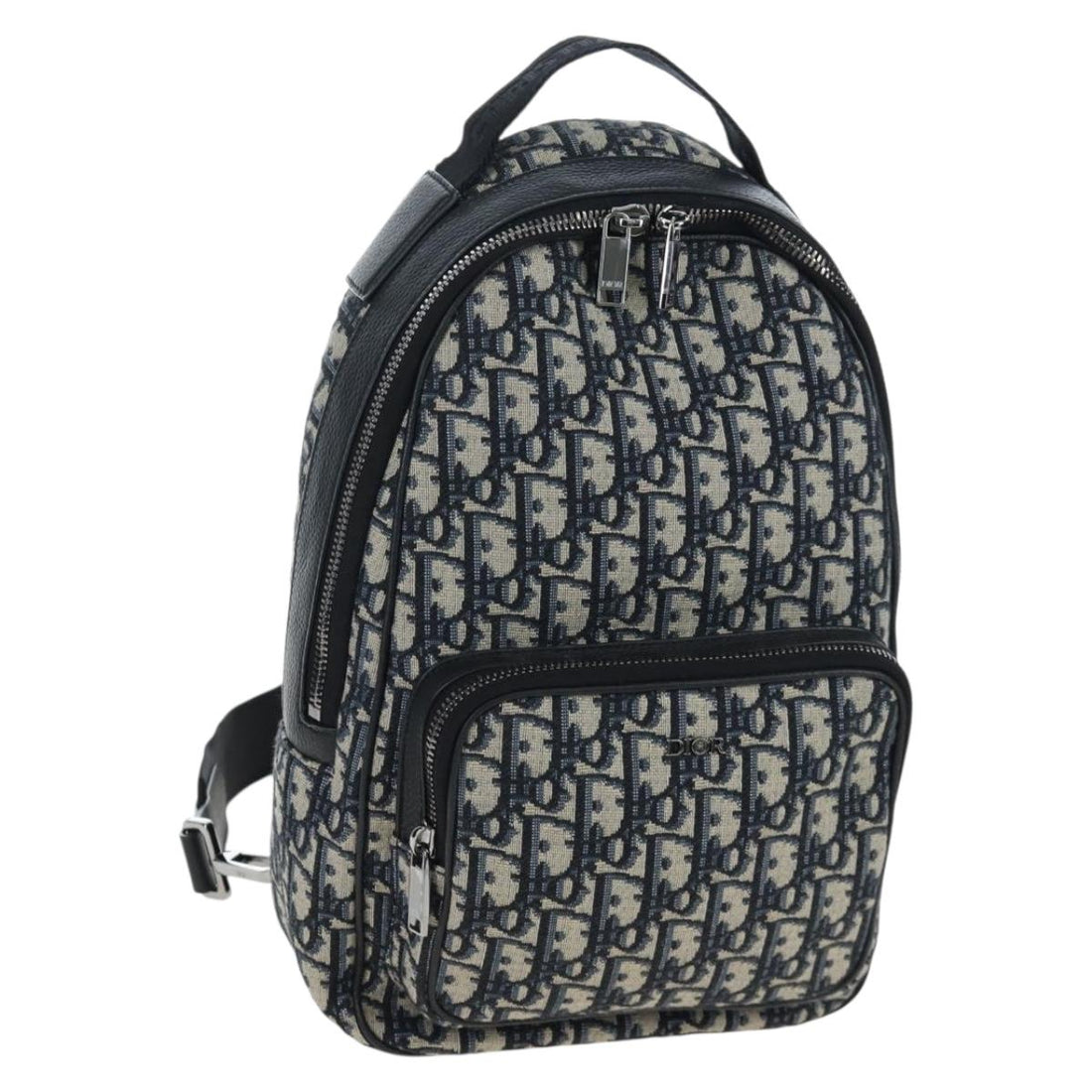 Christian Dior Trotter Canvas Backpack Jacquard Navy Silver