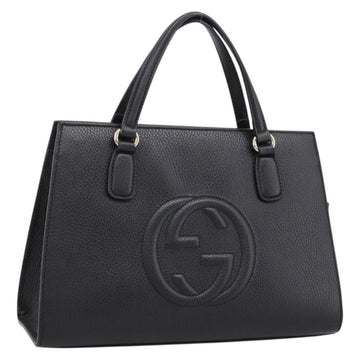 GUCCI Soho Hand Bag Leather Black Gold 431571 Auth mr2816