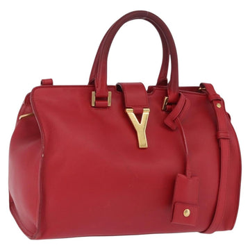 Saint Laurent Petit Cabas Handbag Leather 2way Red Gold