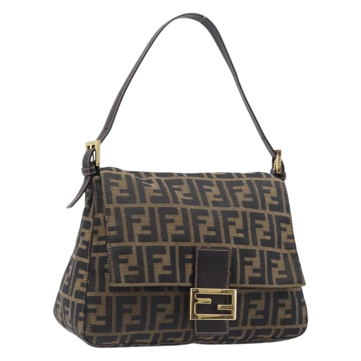 Fendi Zucca Canvas Mamma Baguette Shoulder Bag Black Brown (Grade B)