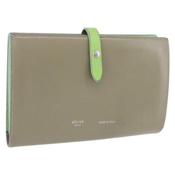 Celine Bifold Wallet Leather Beige Green