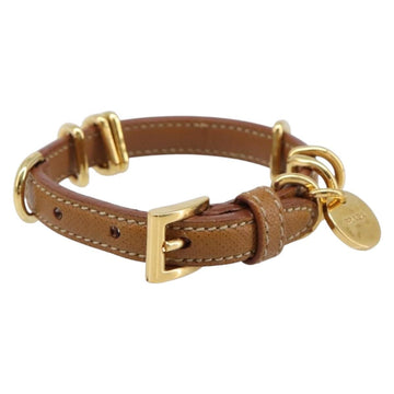 Prada Bracelet Leather Brown Gold Tone