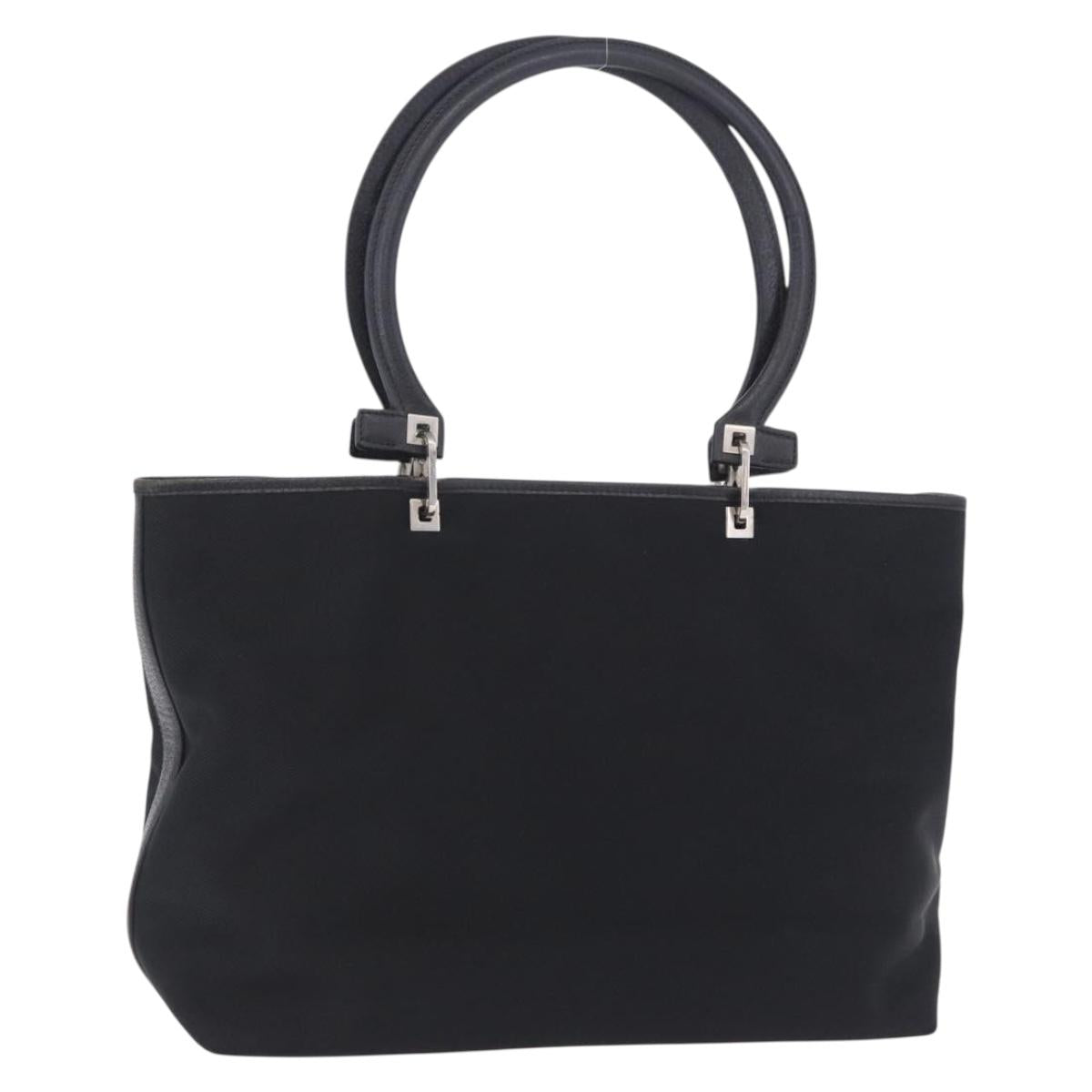 Salvatore Ferragamo Gancini Tote Bag Canvas Black Silver