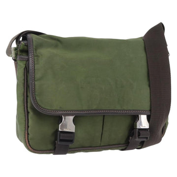 Prada Shoulder Bag Nylon Khaki Silver (Grade CD)