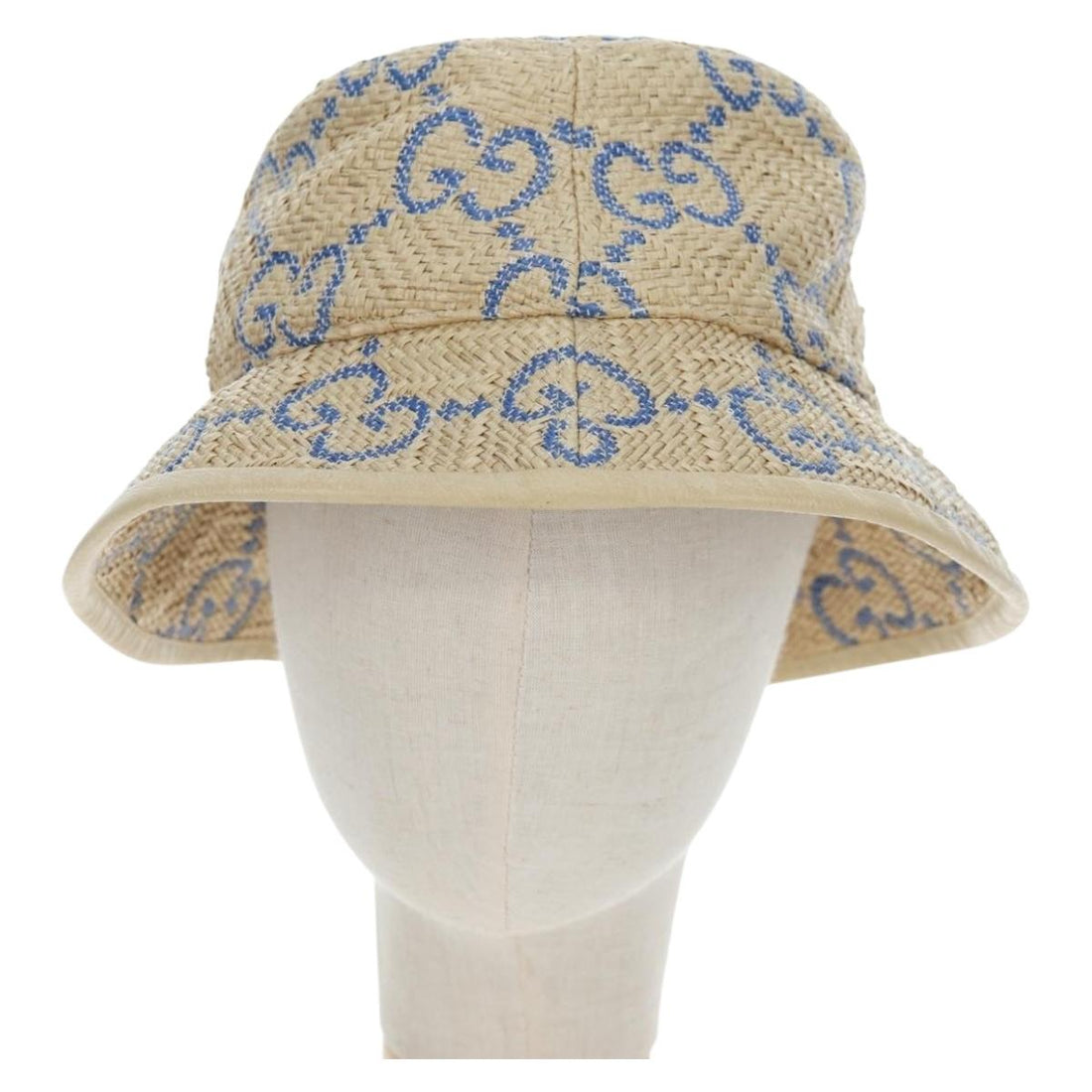 GUCCI GG Canvas Hat Raffia M Beige Auth 196484V