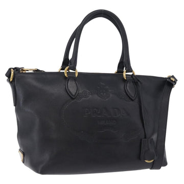 Prada Handbag Leather 2way Black Gold (Grade AB)