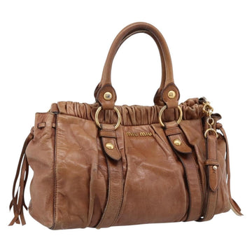 Miu Miu Handbag Leather 2way Brown Gold Tone (Grade B)