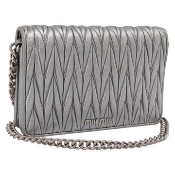 Miu Miu Matelasse Chain Shoulder Bag Leather Silver