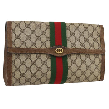 Gucci GG Supreme Web Sherry Line Bag PVC Beige Gold