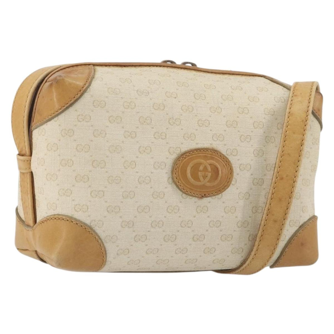 GUCCI Micro GG Supreme Shoulder Bag PVC Ivory Gold 67 01 5294 Auth 196335