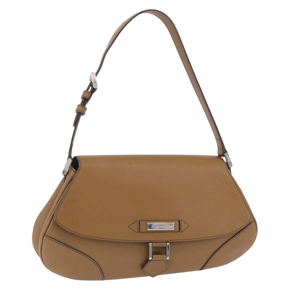 Burberry Shoulder Bag Leather Brown Silver