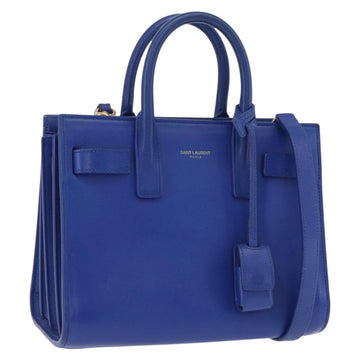 Saint Laurent Sac De Joule Nano Handbag Leather 2way Blue Gold