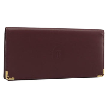 CARTIER Must Line Long Wallet Leather Bordeaux Gold Auth am12322V